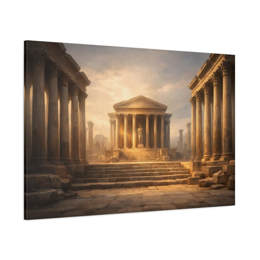 Refined Texture Roman Columns Ancient Temple Vintage - Canvas Wall Art Print - YesArtYes