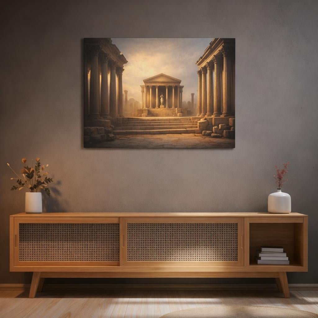 Refined Texture Roman Columns Ancient Temple Vintage - Canvas Wall Art Print - YesArtYes