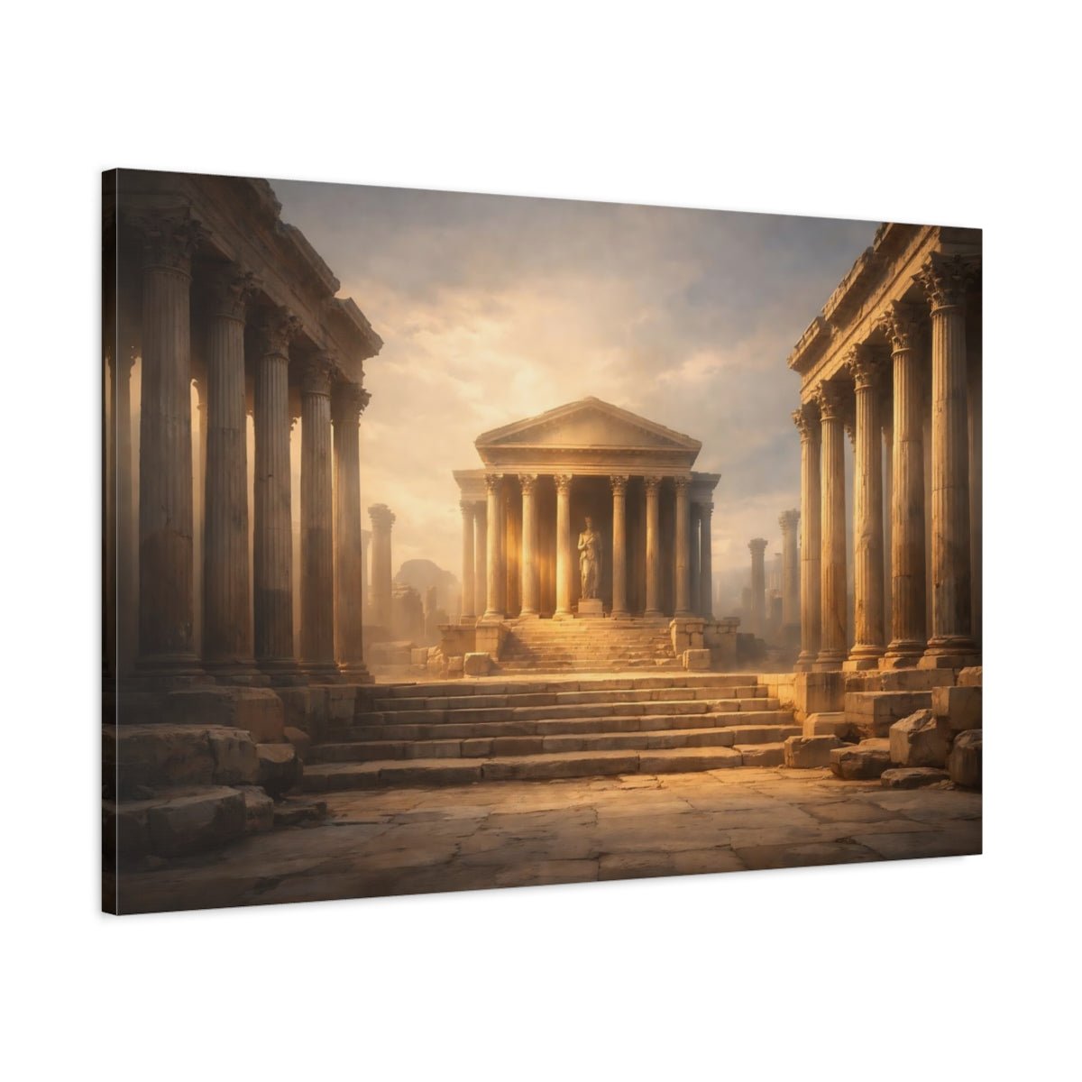 Refined Texture Roman Columns Ancient Temple Vintage - Canvas Wall Art Print - YesArtYes