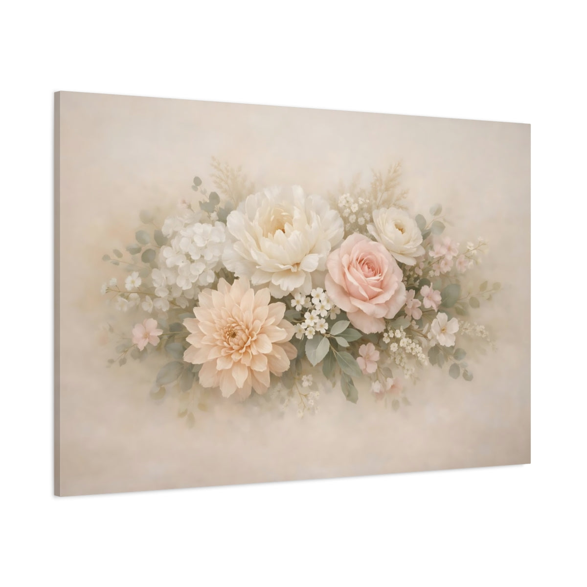 Refined Texture Soft Flowers shown as stretched canvas wall art