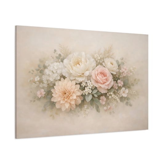 Refined Texture Soft Flowers shown as stretched canvas wall art