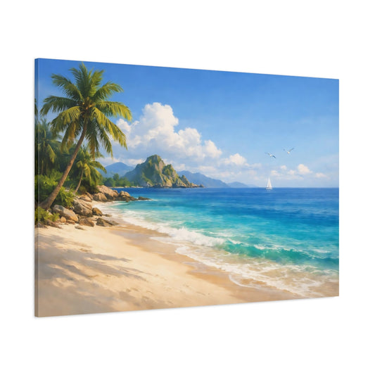 Refined Texture Tropical Beach shown as stretched canvas wall art