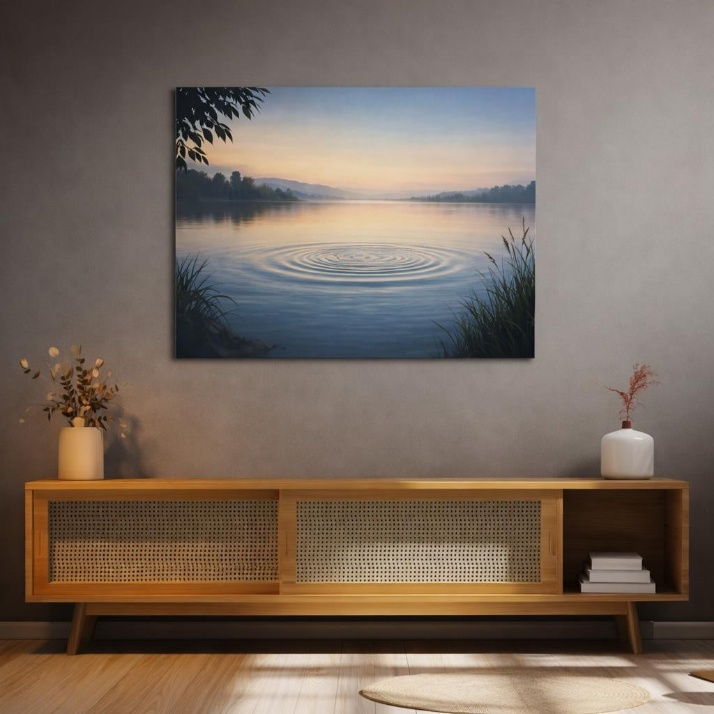 Refined Texture Water Ripple shown as canvas wall art in a refined dining room