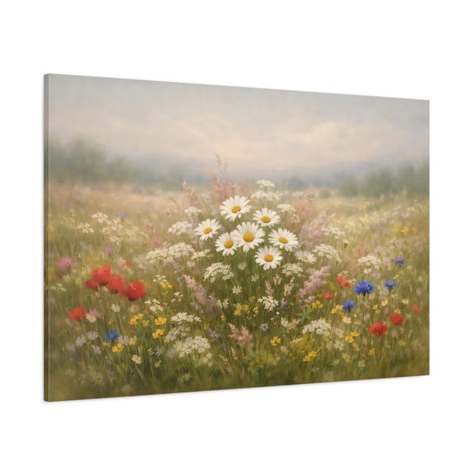 Refined Texture Wild Flowers shown as stretched canvas wall art