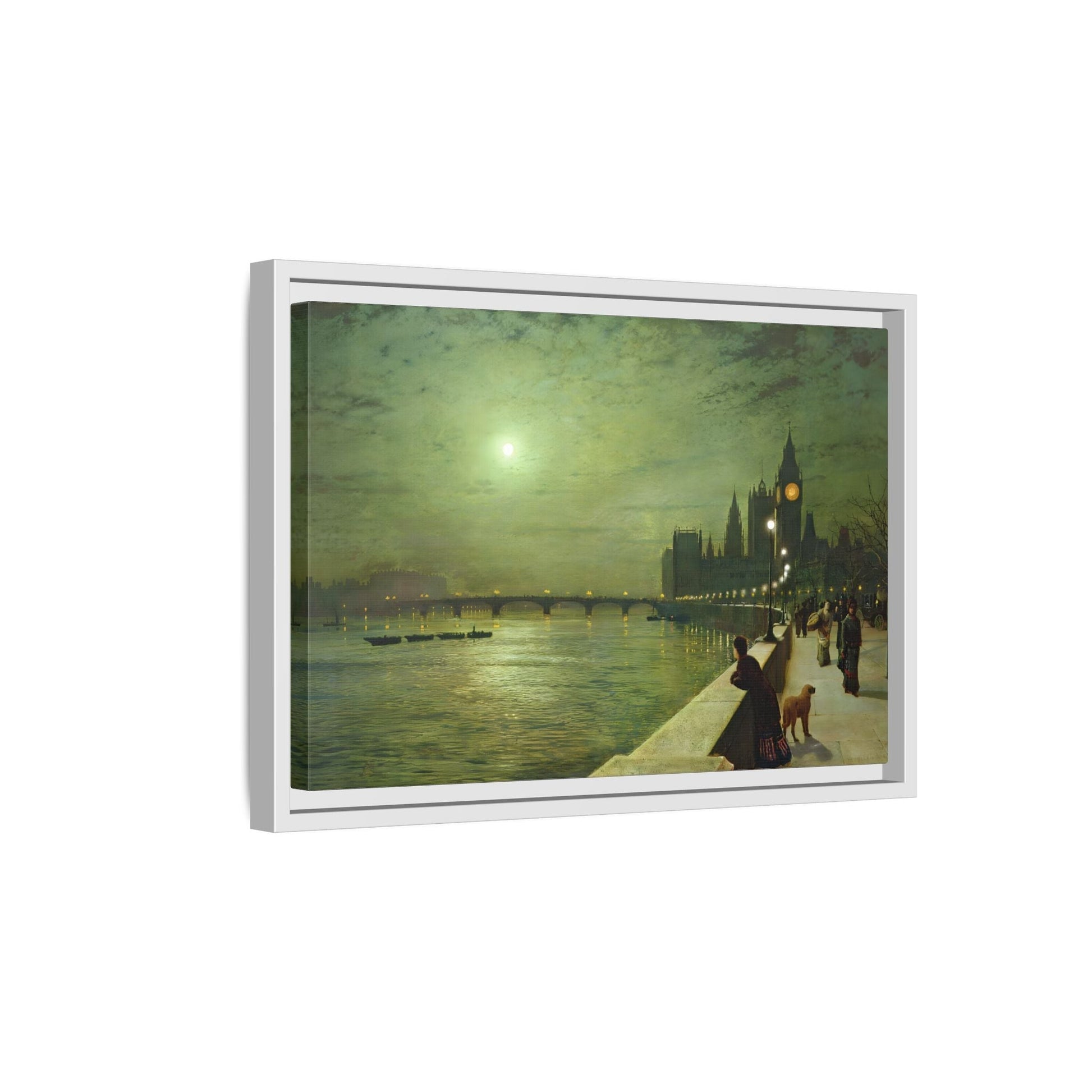 Reflections on the Thames Framed Atkinson Canvas Wall Art Print - YesArtYes