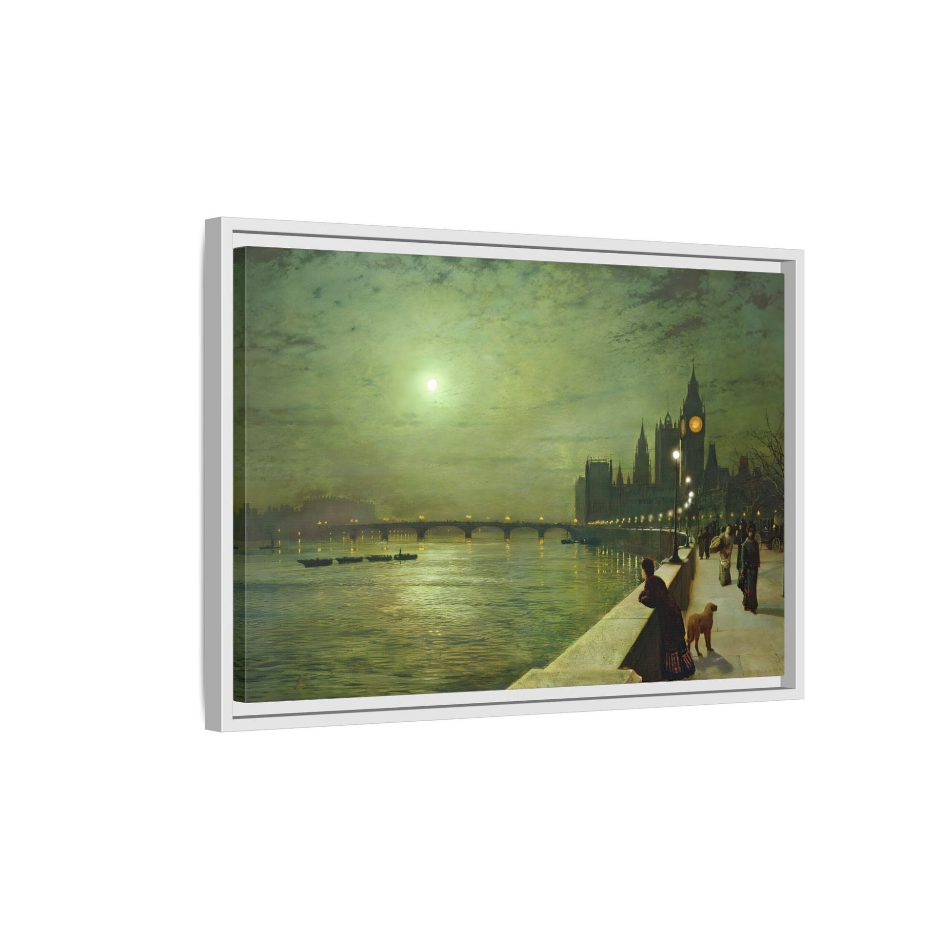 Reflections on the Thames Framed Atkinson Canvas Wall Art Print - YesArtYes