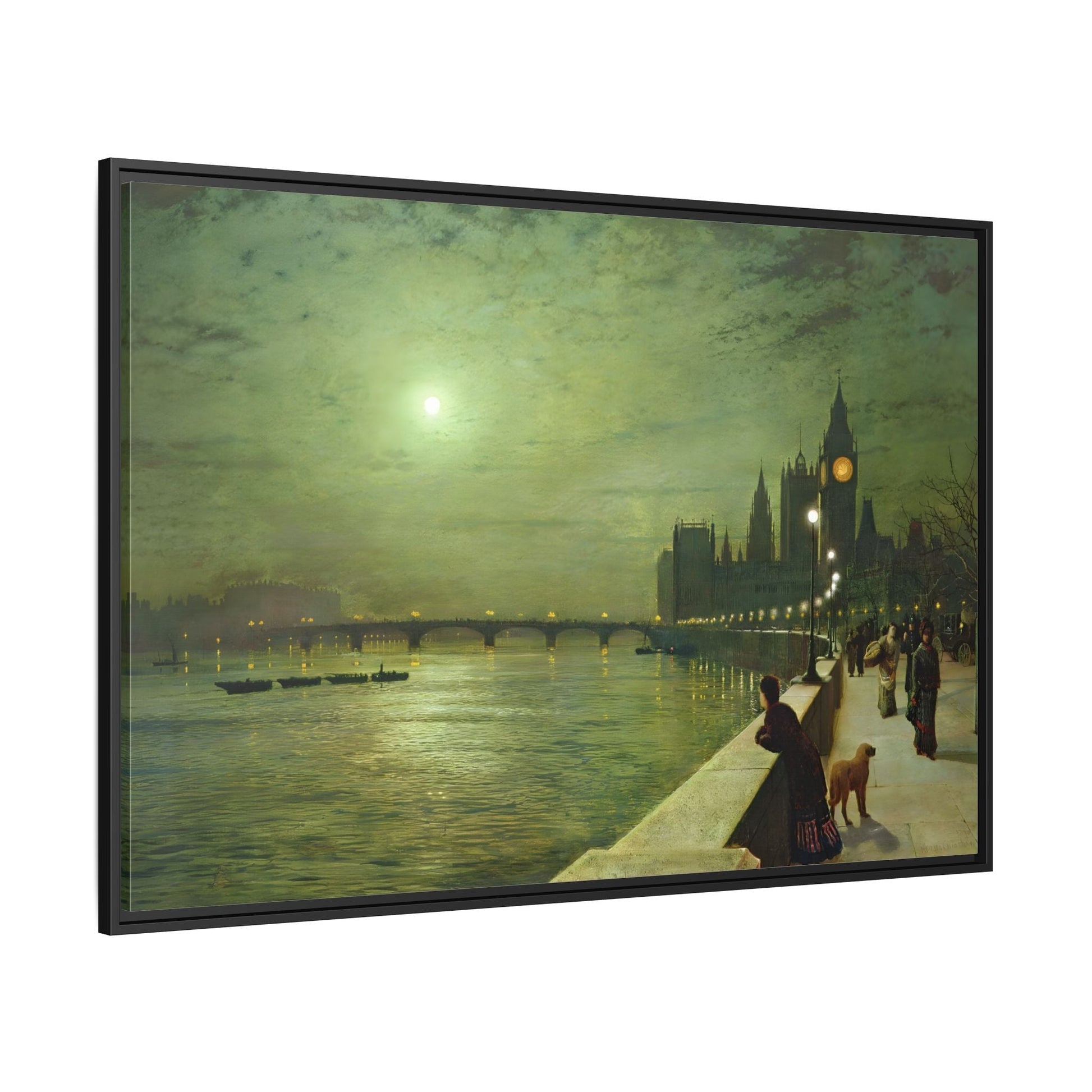 Reflections on the Thames Framed Atkinson Canvas Wall Art Print - YesArtYes