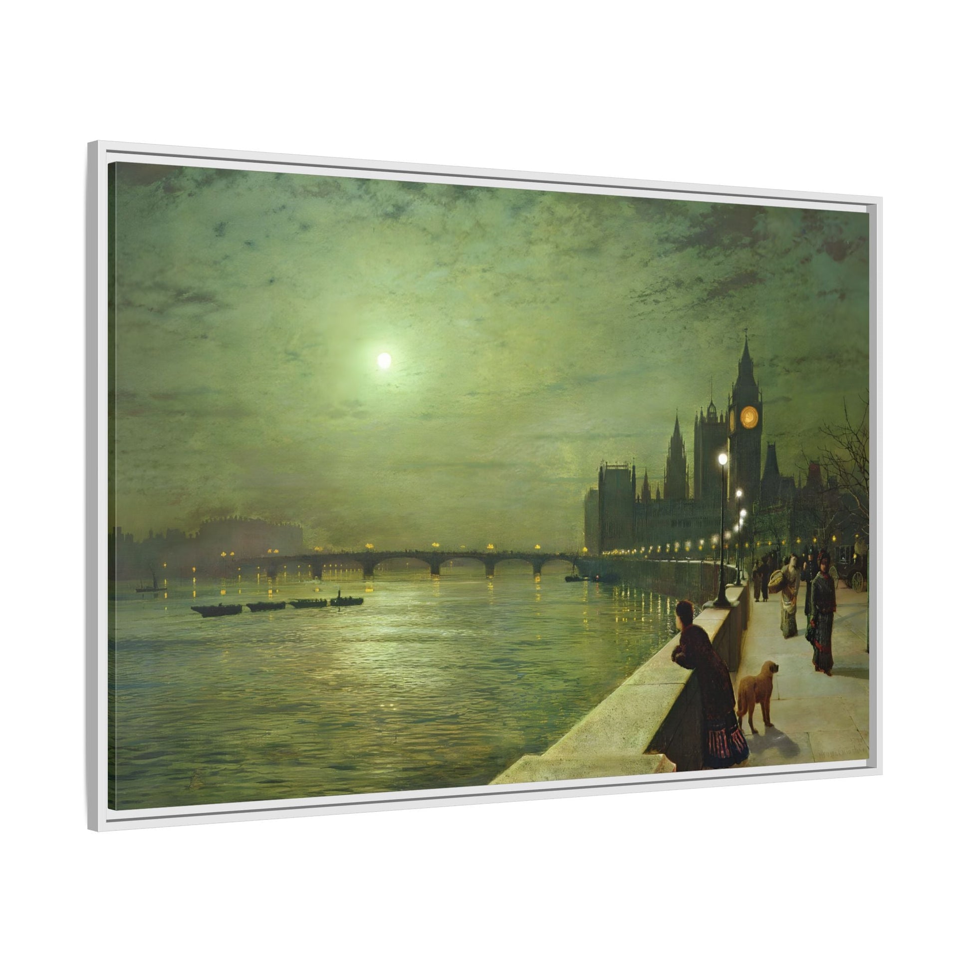 Reflections on the Thames Framed Atkinson Canvas Wall Art Print - YesArtYes
