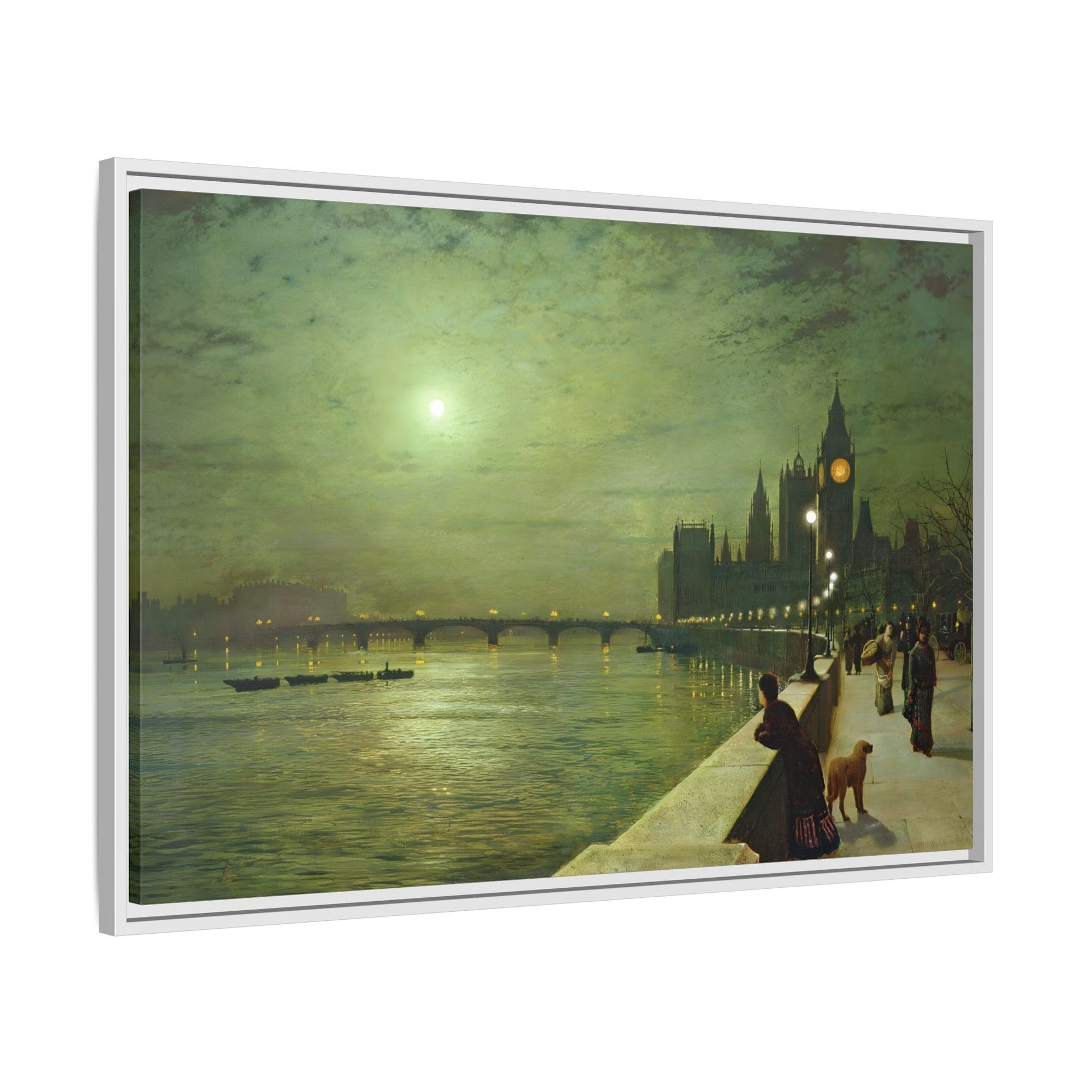 Reflections on the Thames Framed Atkinson Canvas Wall Art Print - YesArtYes