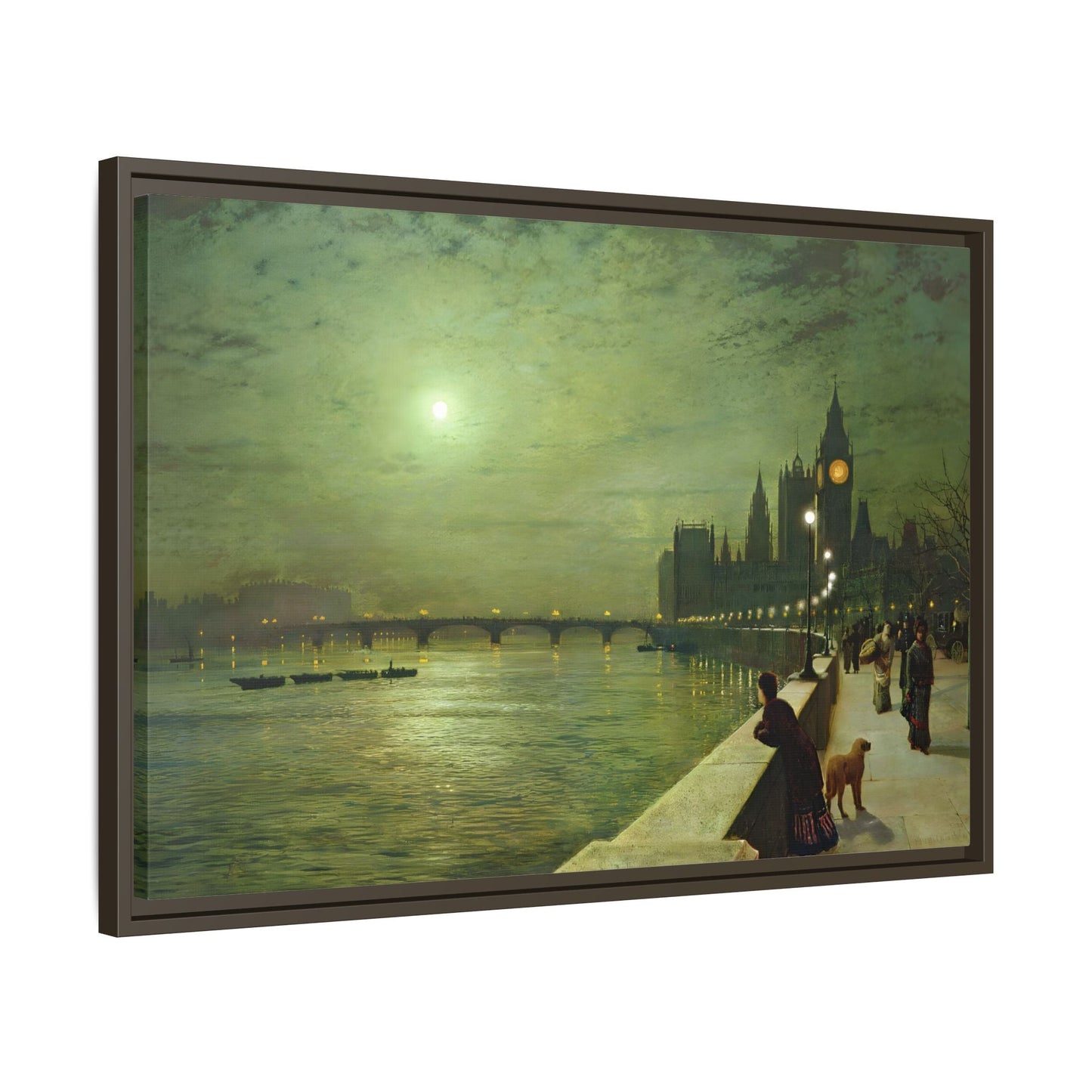 Reflections on the Thames Framed Atkinson Canvas Wall Art Print - YesArtYes