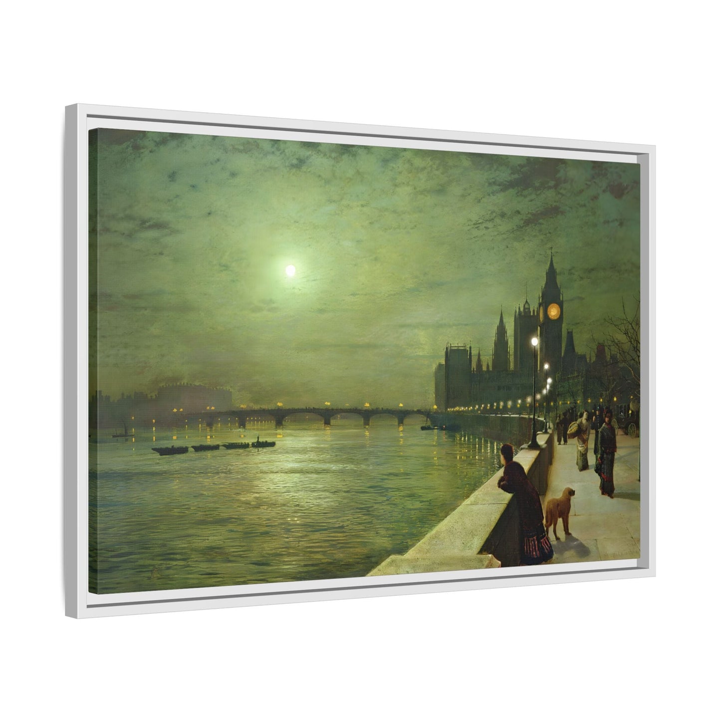 Reflections on the Thames Framed Atkinson Canvas Wall Art Print - YesArtYes