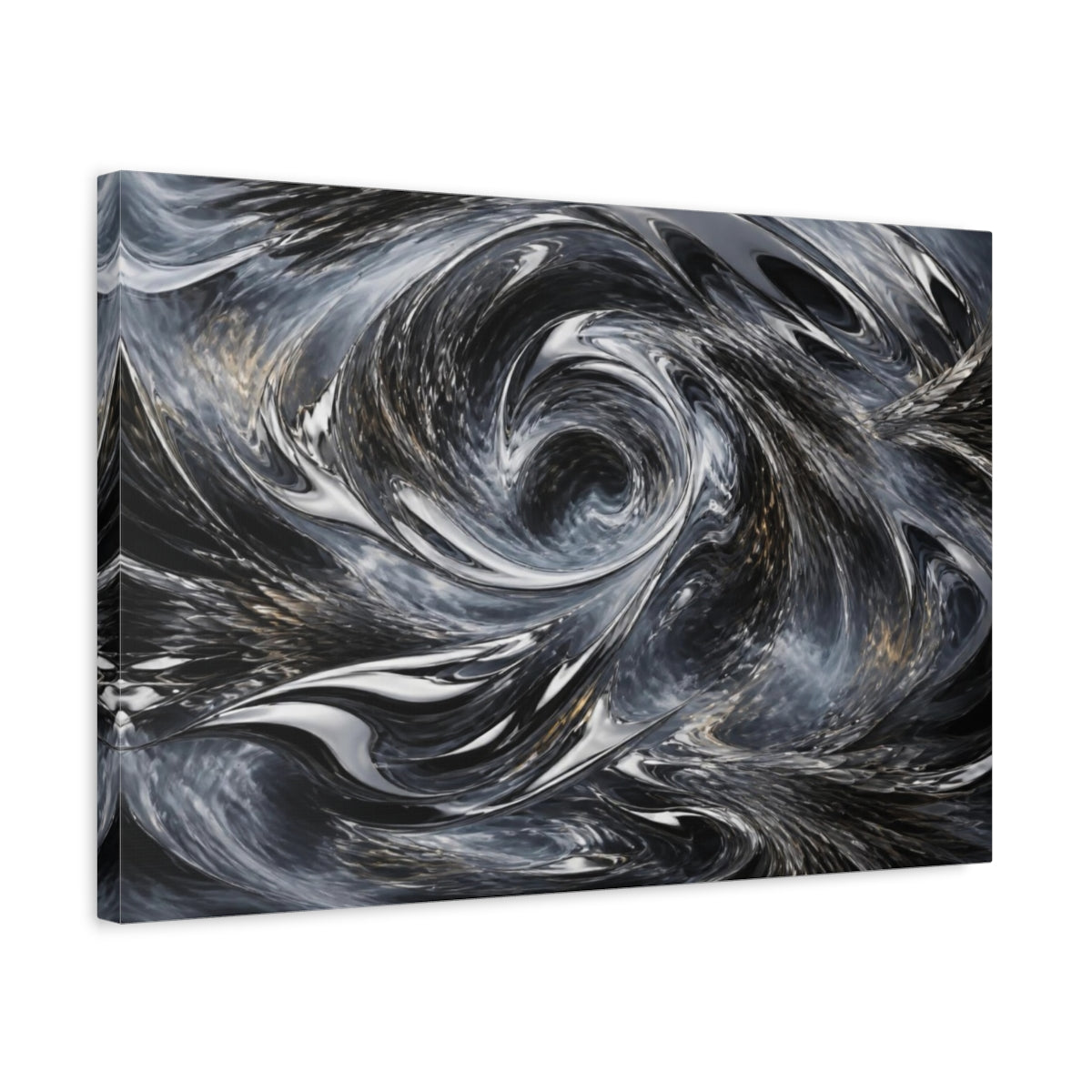 Side Mockup 3. Reflective Chrome Vortex shown as canvas print