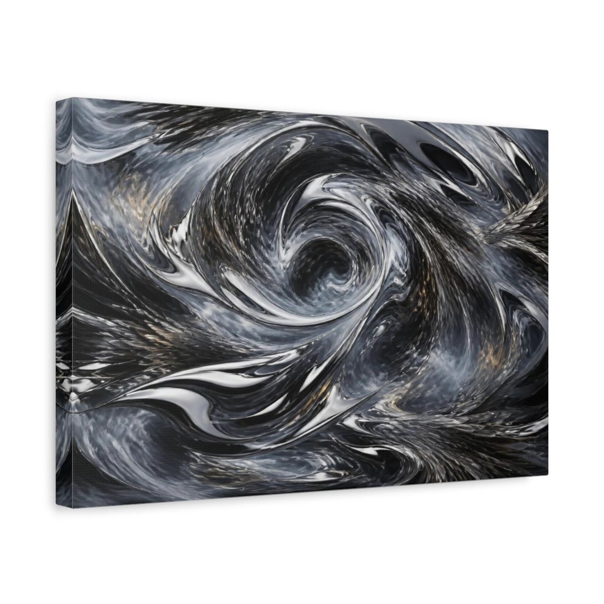 Side Mockup 4. Reflective Chrome Vortex shown as canvas print