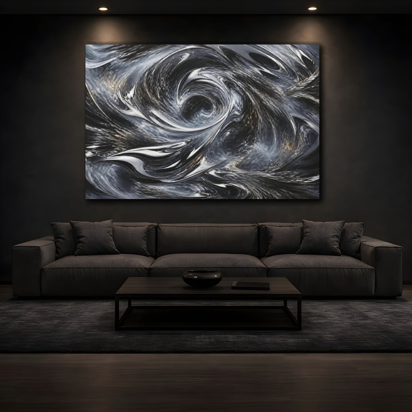 Mockup 3. Reflective Chrome Vortex shown as canvas print
