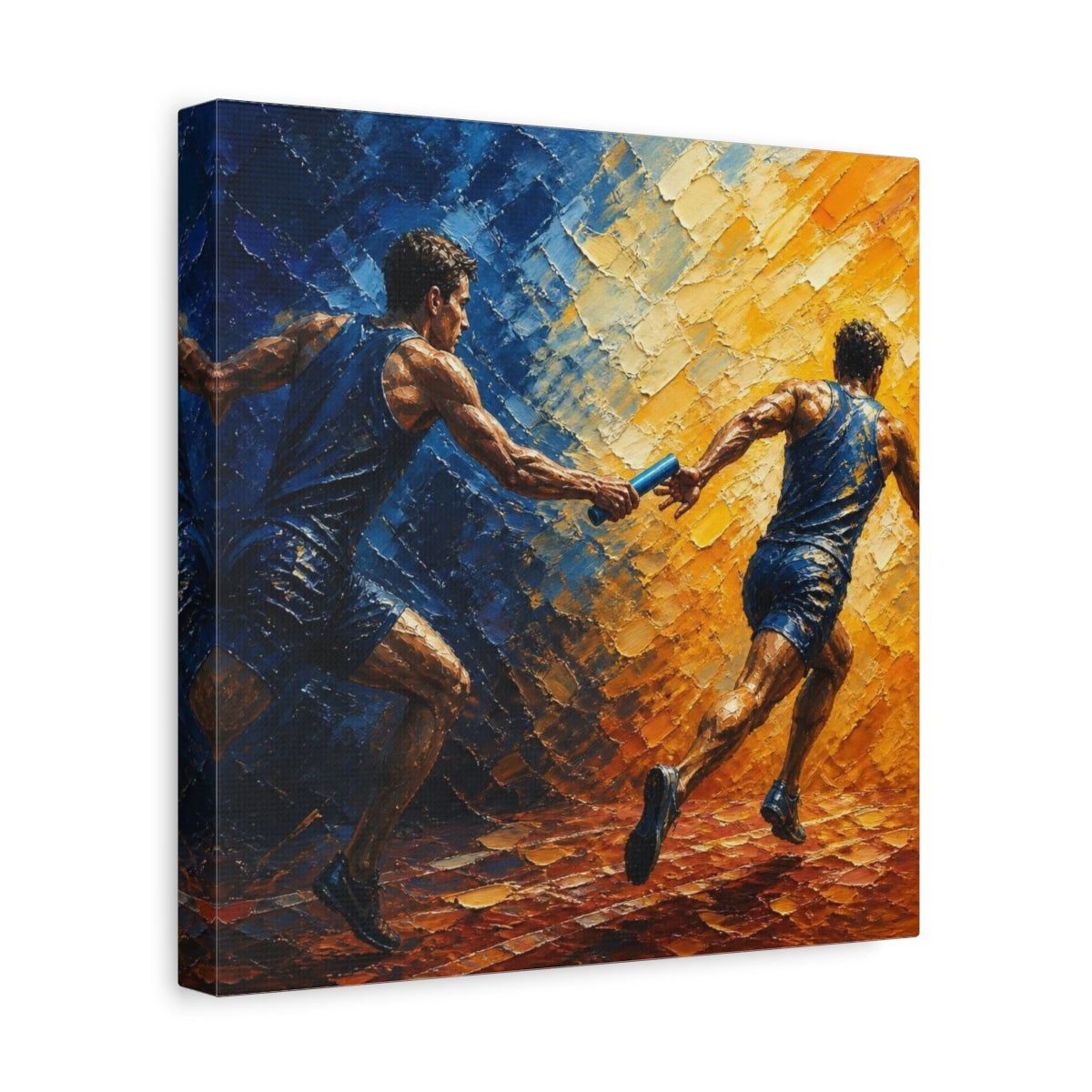 Side Mockup 8. Relay Motivation Baton Pass shown as canvas print