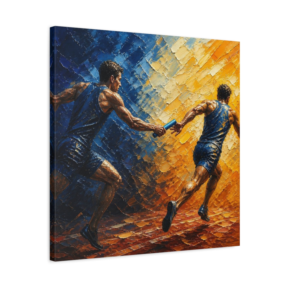Side Mockup 4. Relay Motivation Baton Pass shown as canvas print