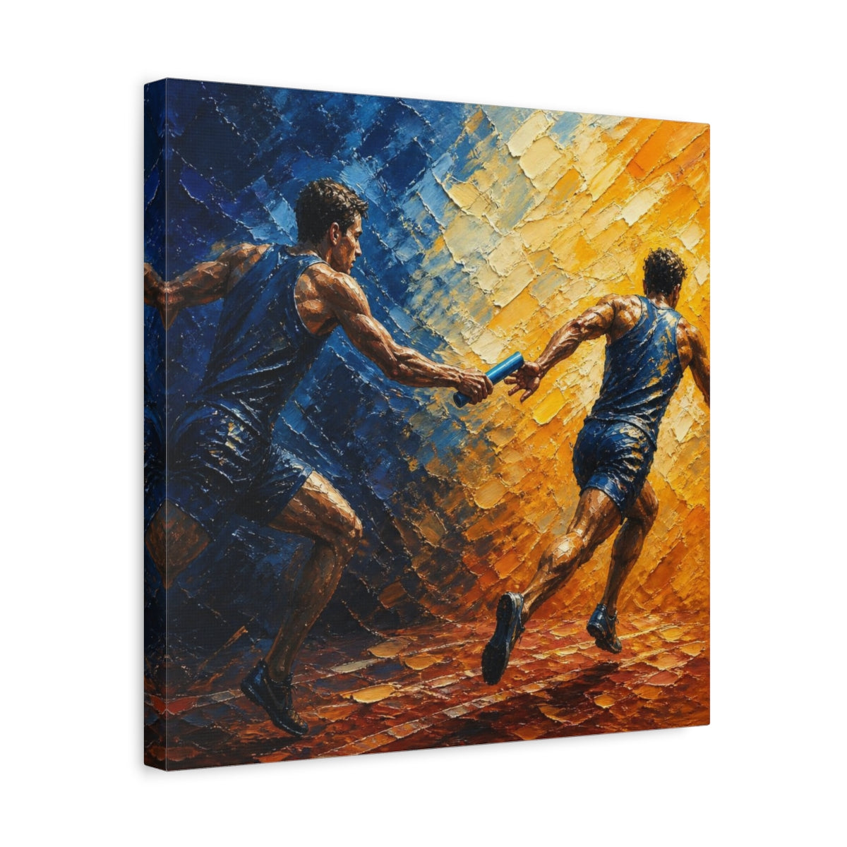 Side Mockup 6. Relay Motivation Baton Pass shown as canvas print