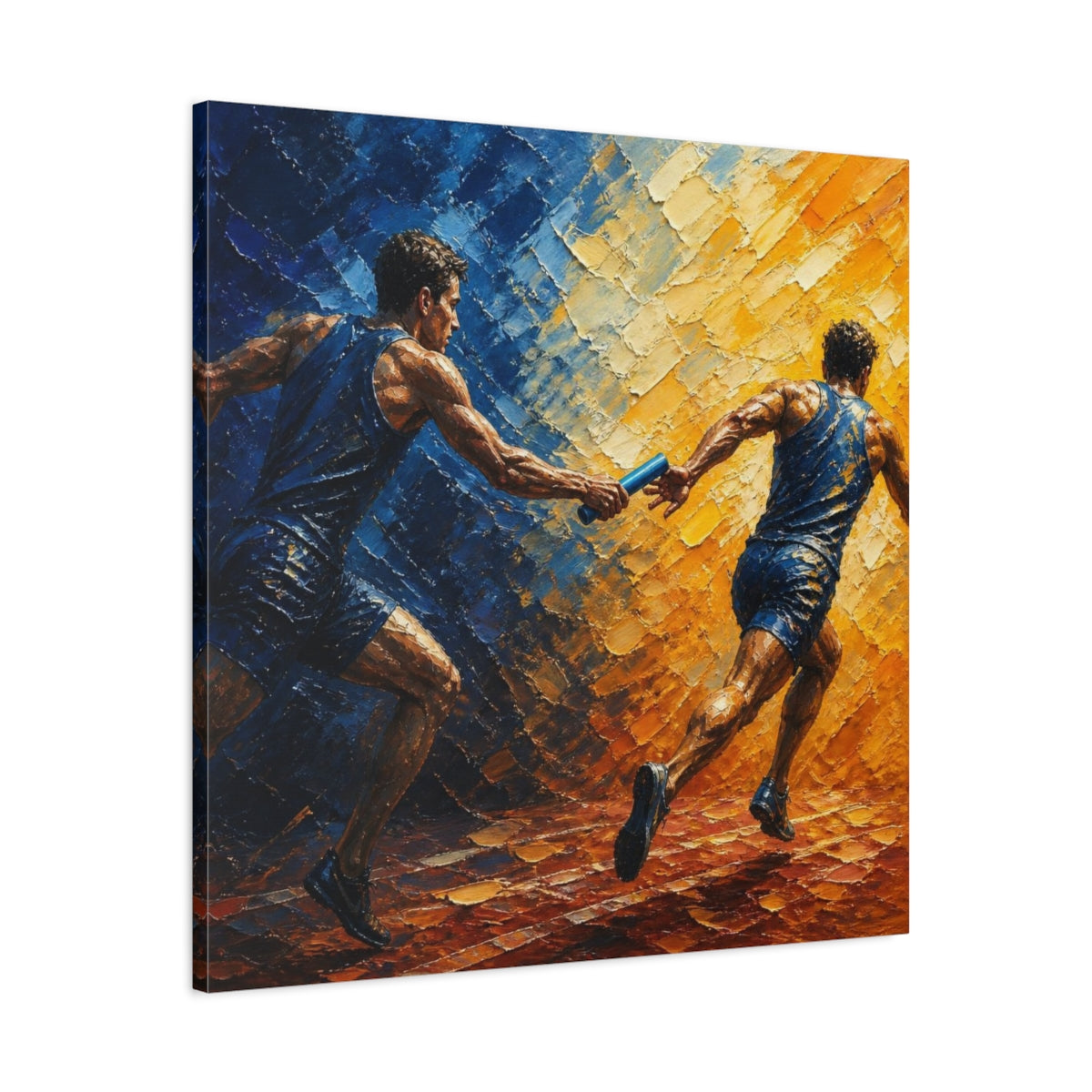 Side Mockup 3. Relay Motivation Baton Pass shown as canvas print