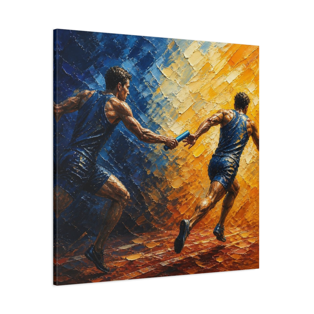 Side Mockup 1. Relay Motivation Baton Pass shown as canvas print