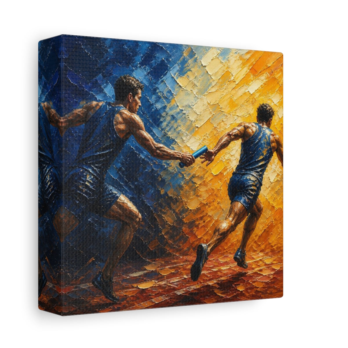 Side Mockup 2. Relay Motivation Baton Pass shown as canvas print