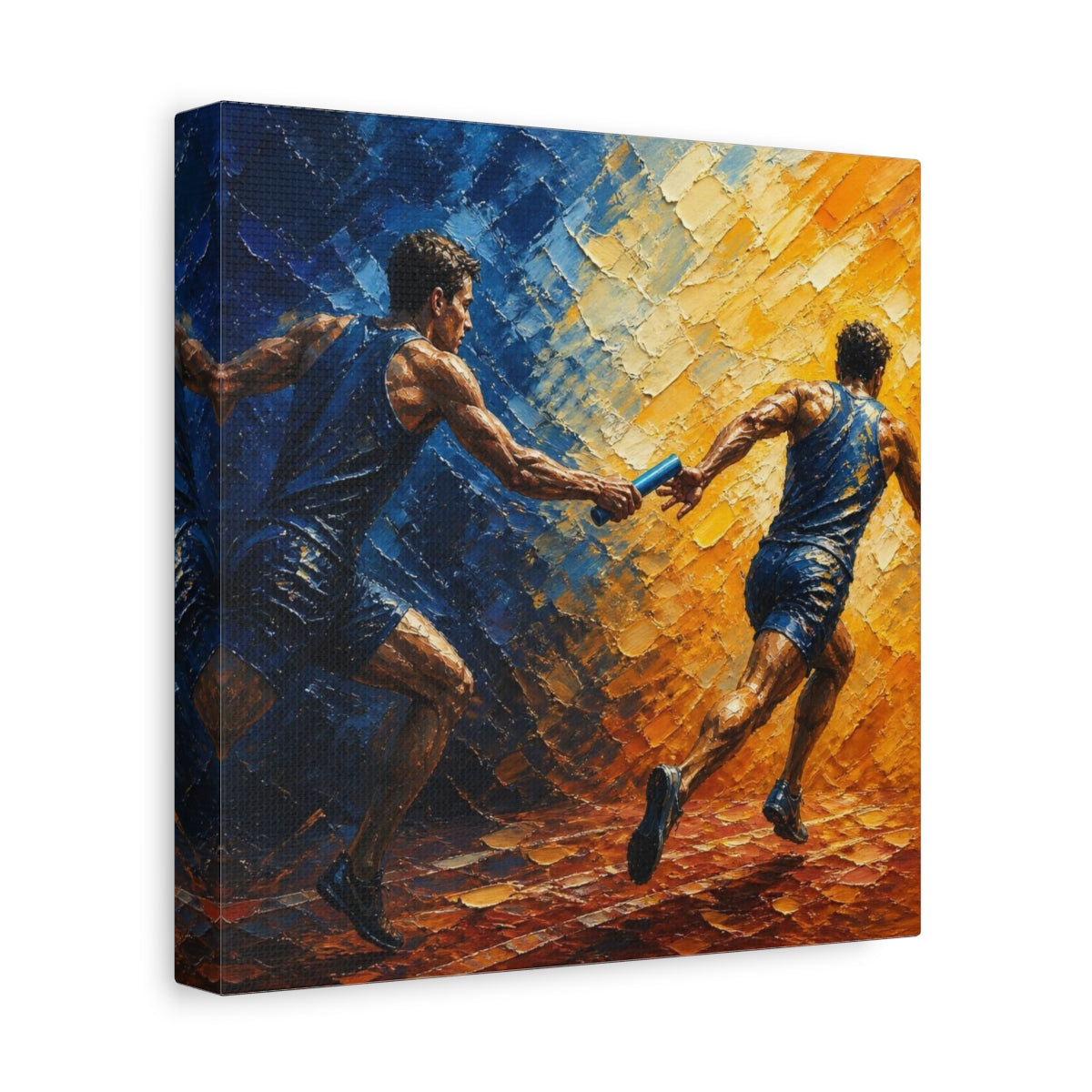 Side Mockup 9. Relay Motivation Baton Pass shown as canvas print