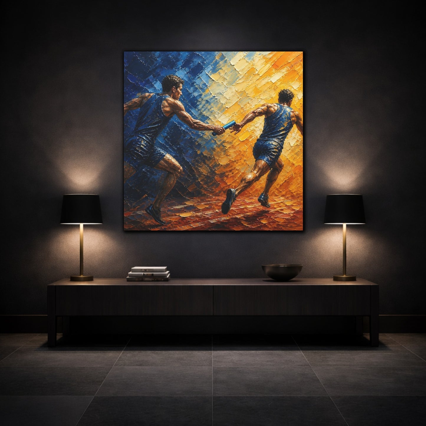 Mockup 3. Relay Motivation Baton Pass shown as canvas print