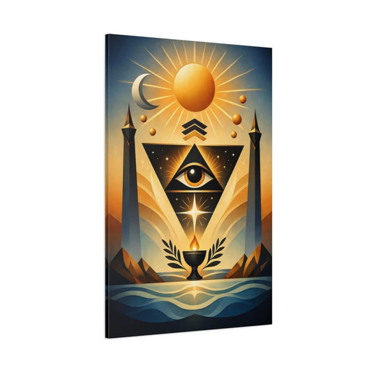 Religious All-Seeing Eye Gold And Blue Esoteric - Canvas Wall Art Print - YesArtYes