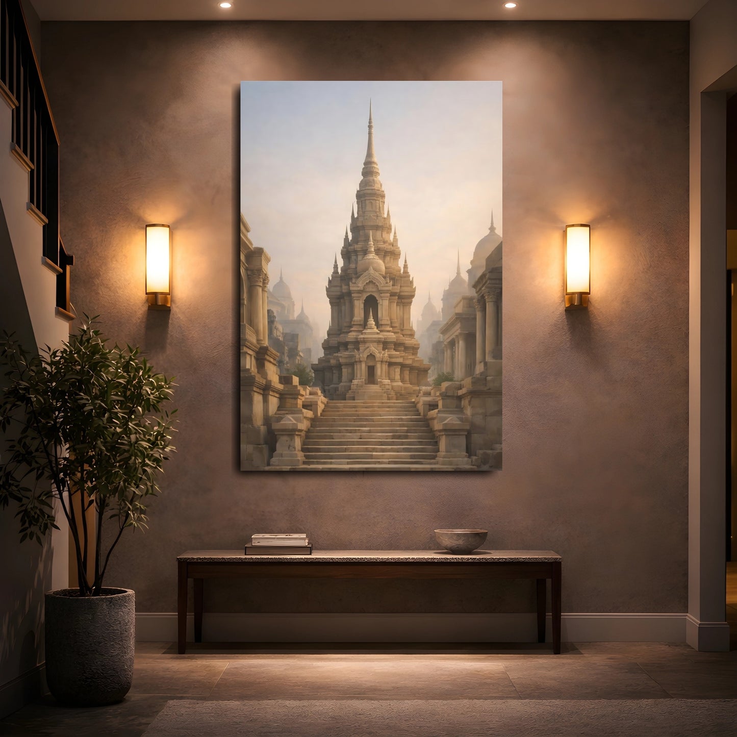 Mockup 4. Religious Ancient Temple Ancient Stone Temple shown as stretched canvas wall art