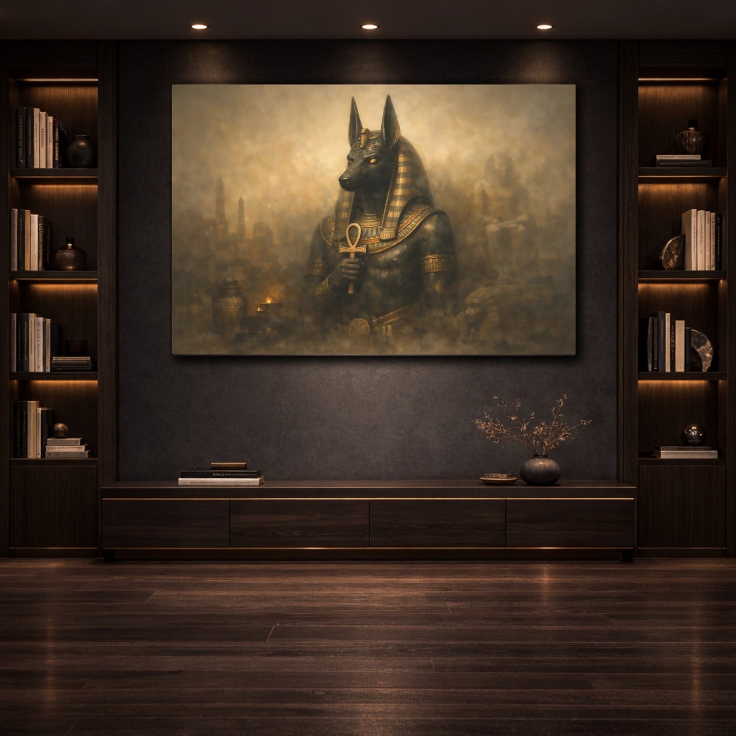 Religious Anubis Gold - Canvas Wall Art Print - YesArtYes