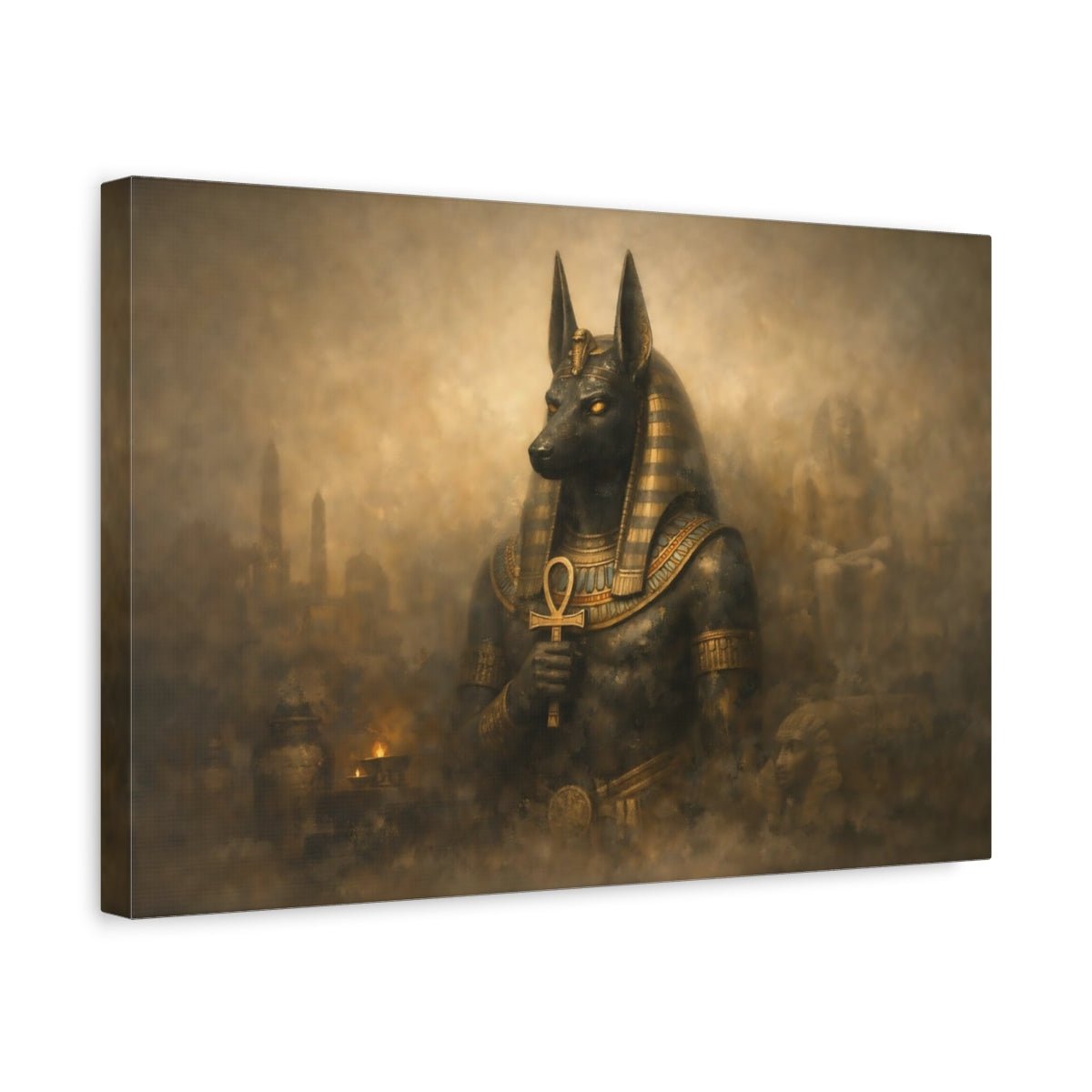 Religious Anubis Gold - Canvas Wall Art Print - YesArtYes