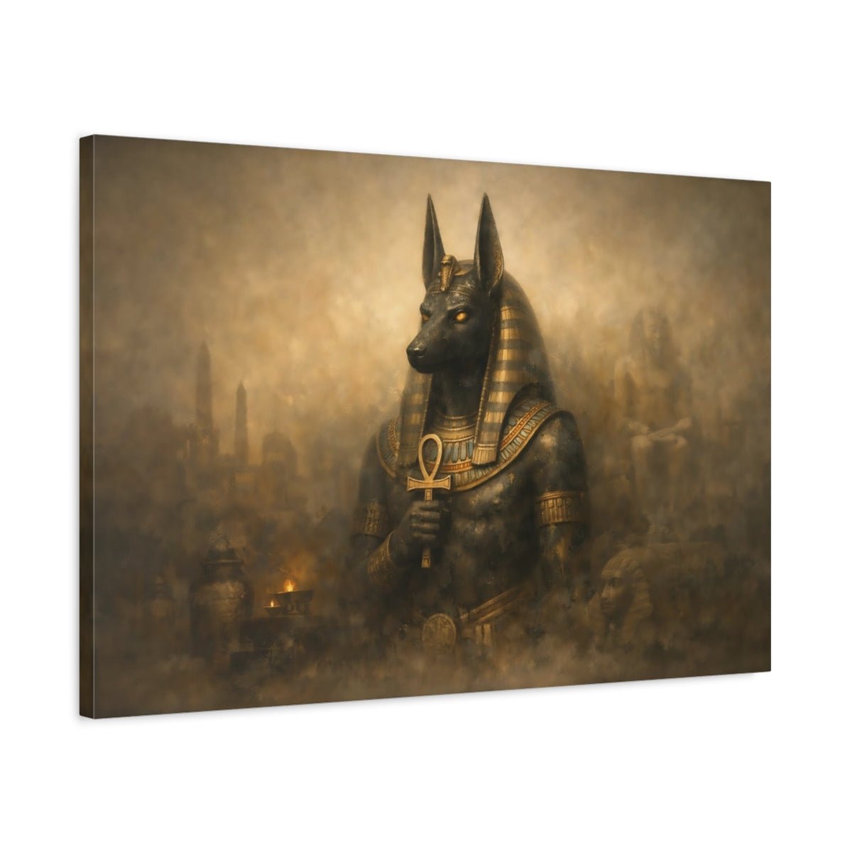 Religious Anubis Gold - Canvas Wall Art Print - YesArtYes