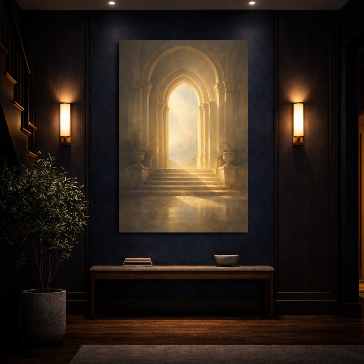 Mockup 3. Religious Archway Golden Archway shown as stretched canvas wall art