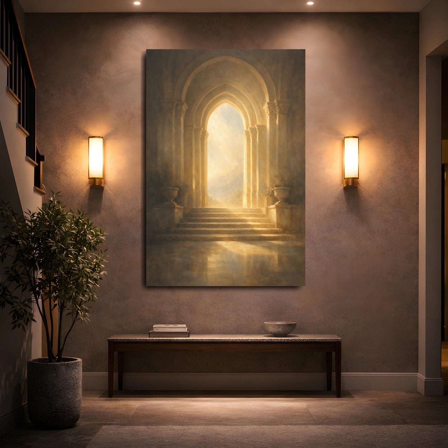 Mockup 4. Religious Archway Golden Archway shown as stretched canvas wall art