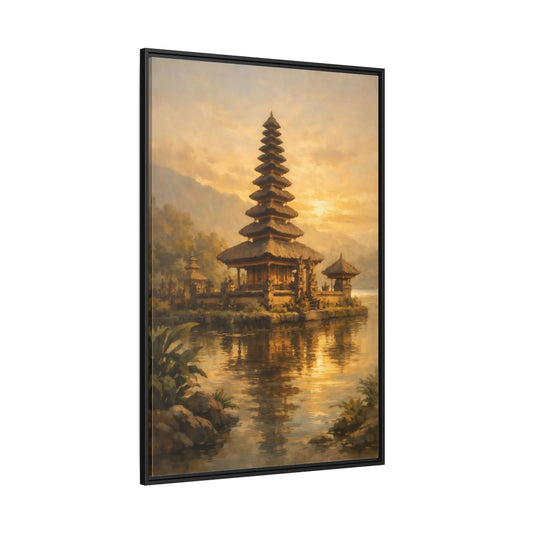 Main Mockup. Religious Balinese Temple Golden Temple shown as stretched canvas wall art