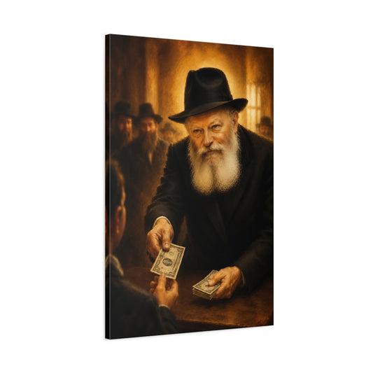 Main Mockup. Religious Bearded Man Golden Brown Portrait shown as canvas print