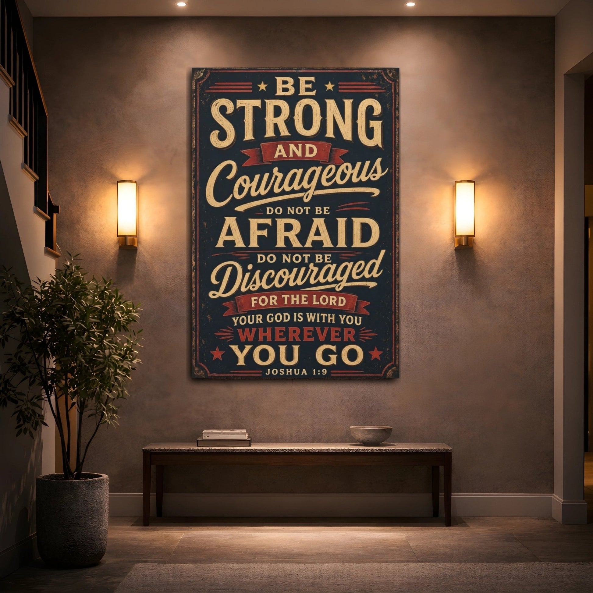 Religious Bible Verse Vintage Quote Canvas Print – Living Room, Large Wall - YesArtYes