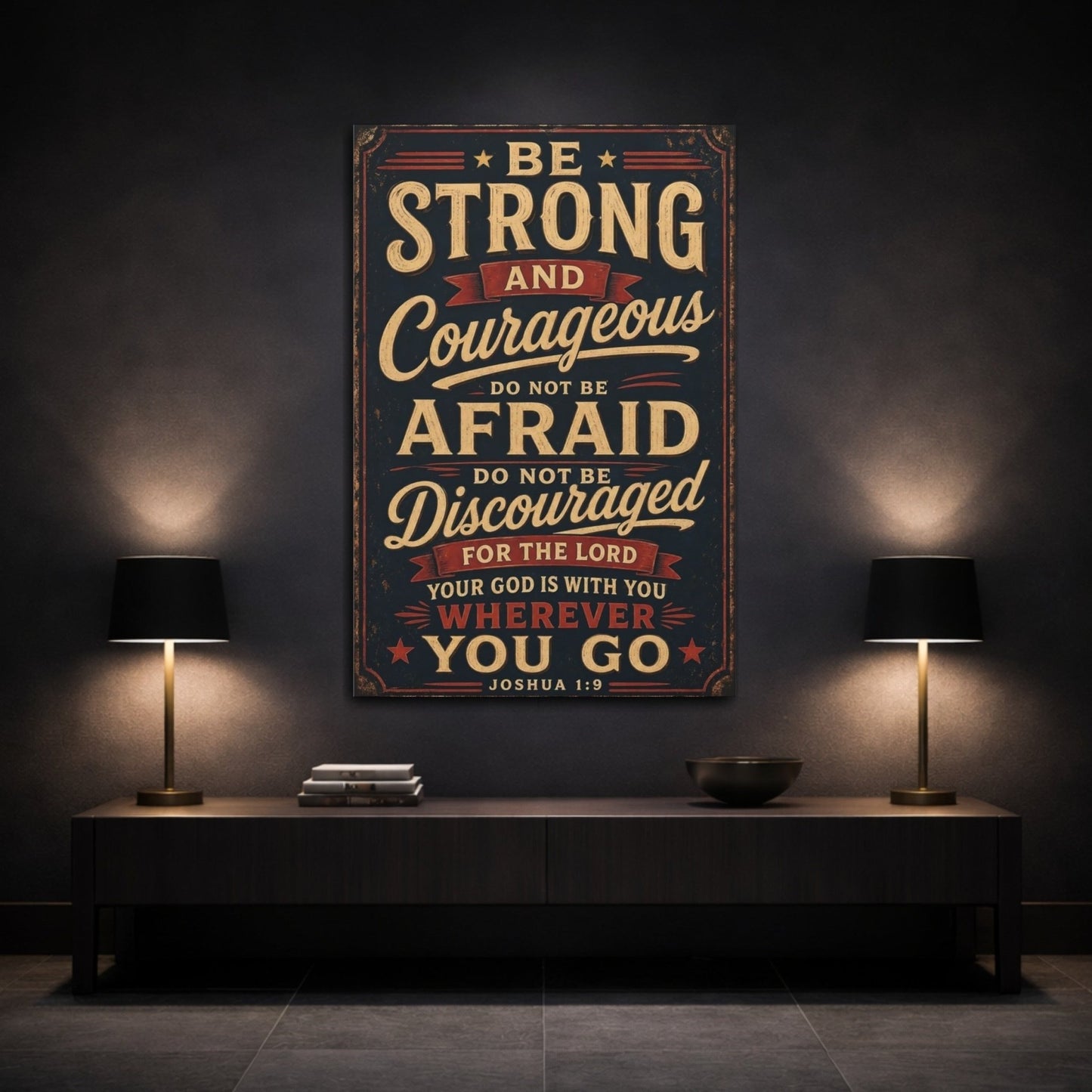 Religious Bible Verse Vintage Quote Canvas Print – Living Room, Large Wall - YesArtYes