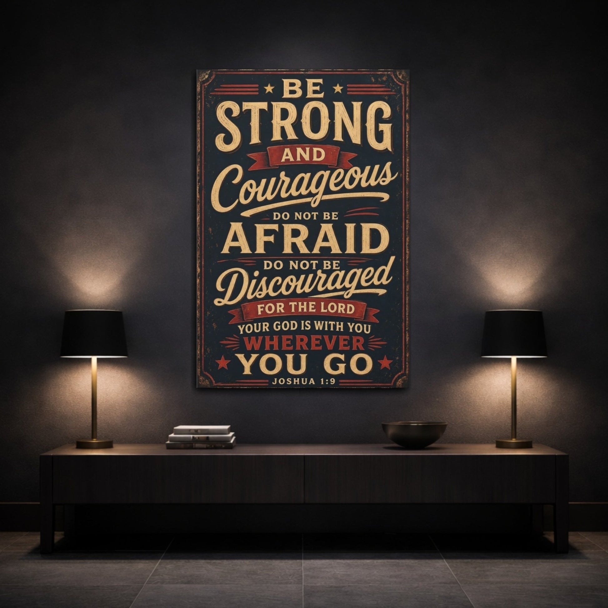 Religious Bible Verse Vintage Quote Canvas Print – Living Room, Large Wall - YesArtYes