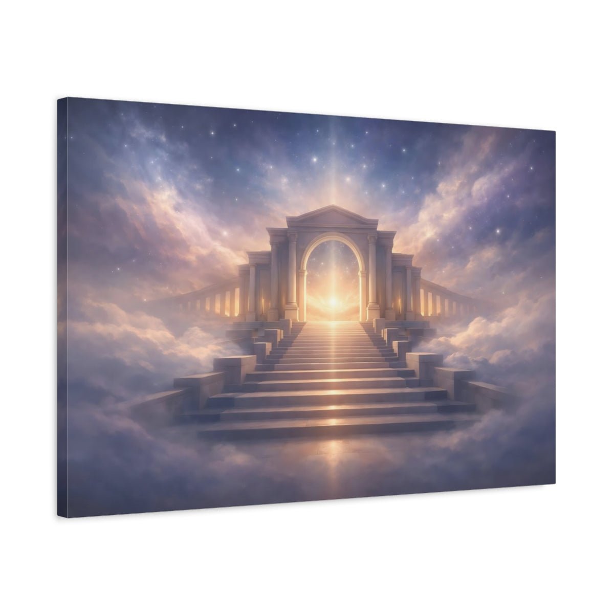 Religious Celestial Stairway Purple And Gold - Canvas Wall Art Print - YesArtYes