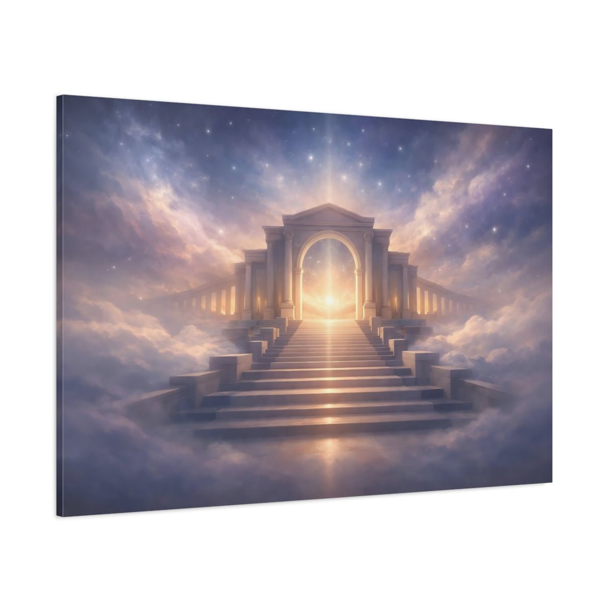Religious Celestial Stairway Purple And Gold - Canvas Wall Art Print - YesArtYes