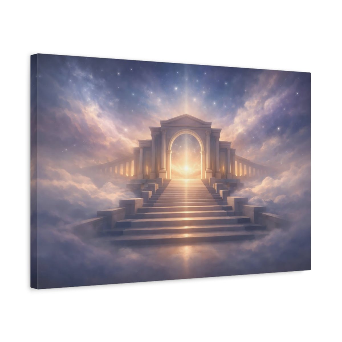 Religious Celestial Stairway Purple And Gold - Canvas Wall Art Print - YesArtYes