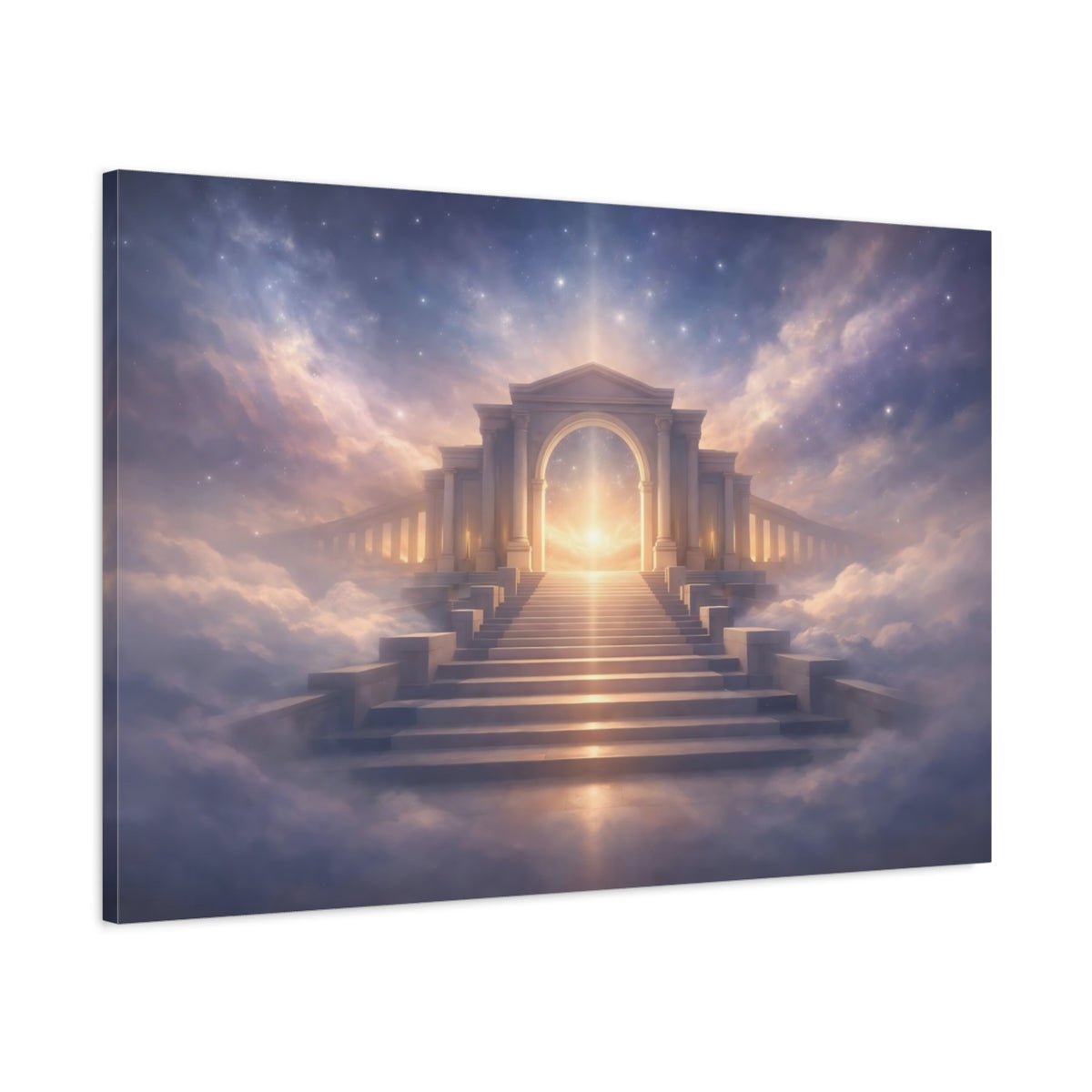 Religious Celestial Stairway Purple And Gold - Canvas Wall Art Print - YesArtYes