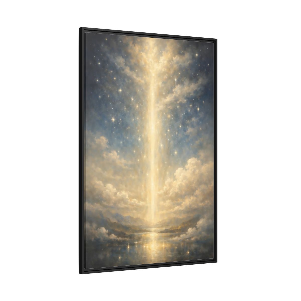 Main Mockup. Religious Divine Light Golden Ethereal Landscape shown as stretched canvas wall art