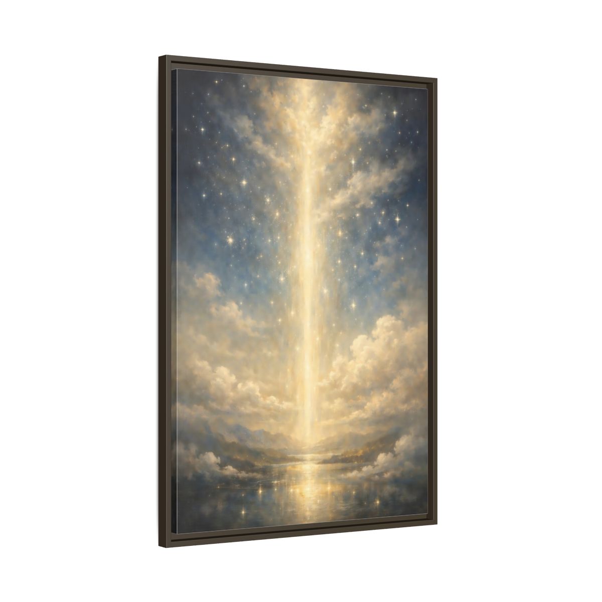 Side Mockup 10. Religious Divine Light Golden Ethereal Landscape shown as stretched canvas wall art