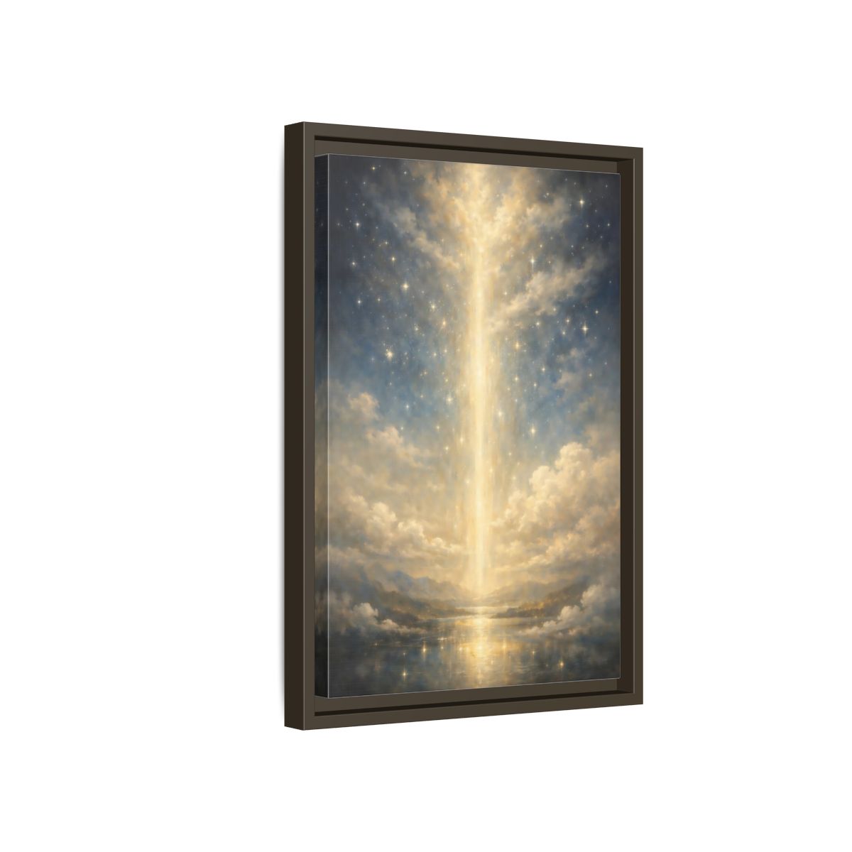 Side Mockup 5. Religious Divine Light Golden Ethereal Landscape shown as stretched canvas wall art