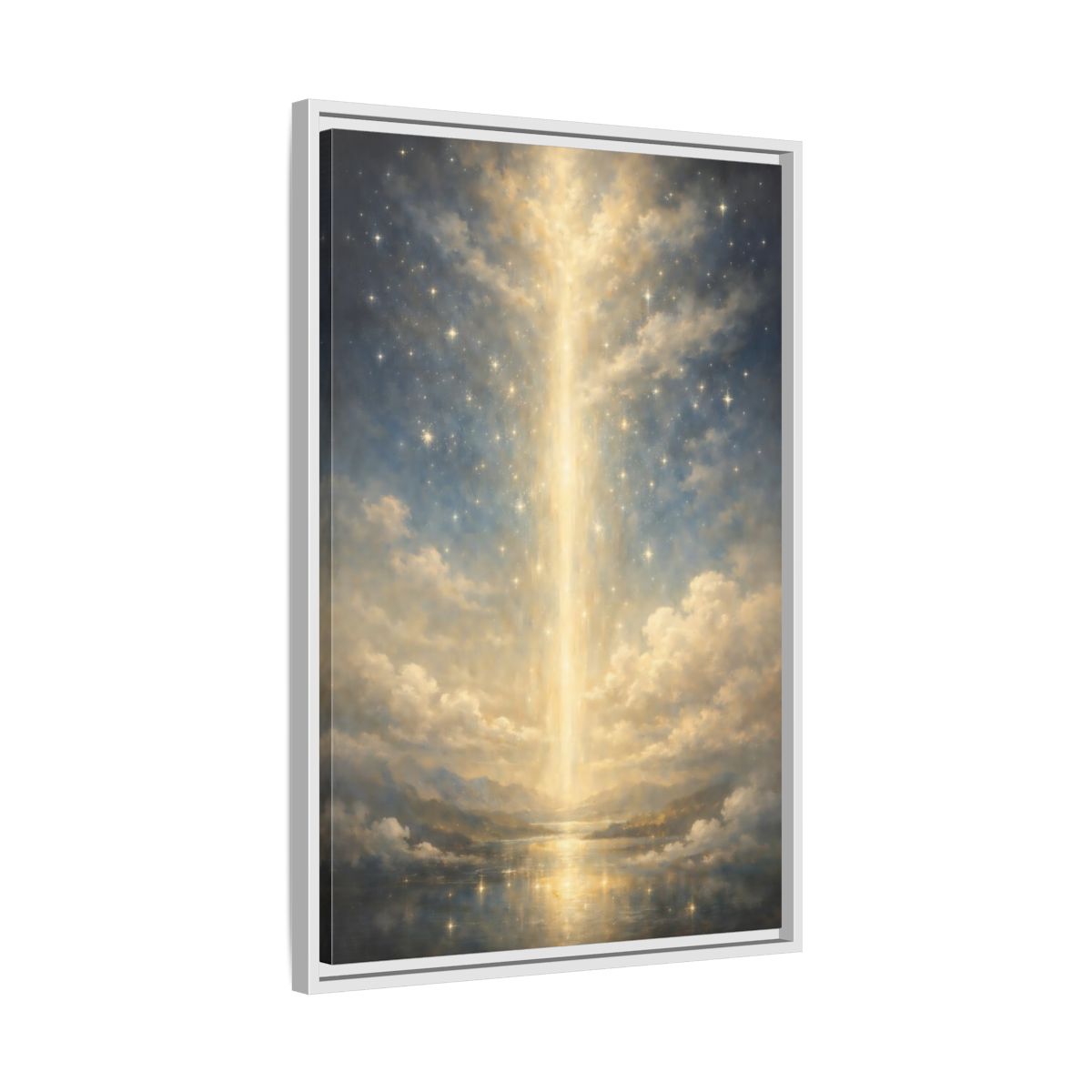 Side Mockup 11. Religious Divine Light Golden Ethereal Landscape shown as stretched canvas wall art