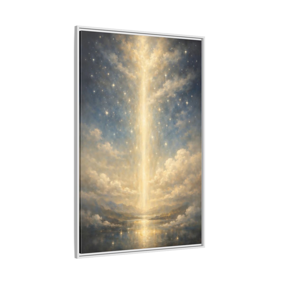 Side Mockup 7. Religious Divine Light Golden Ethereal Landscape shown as stretched canvas wall art