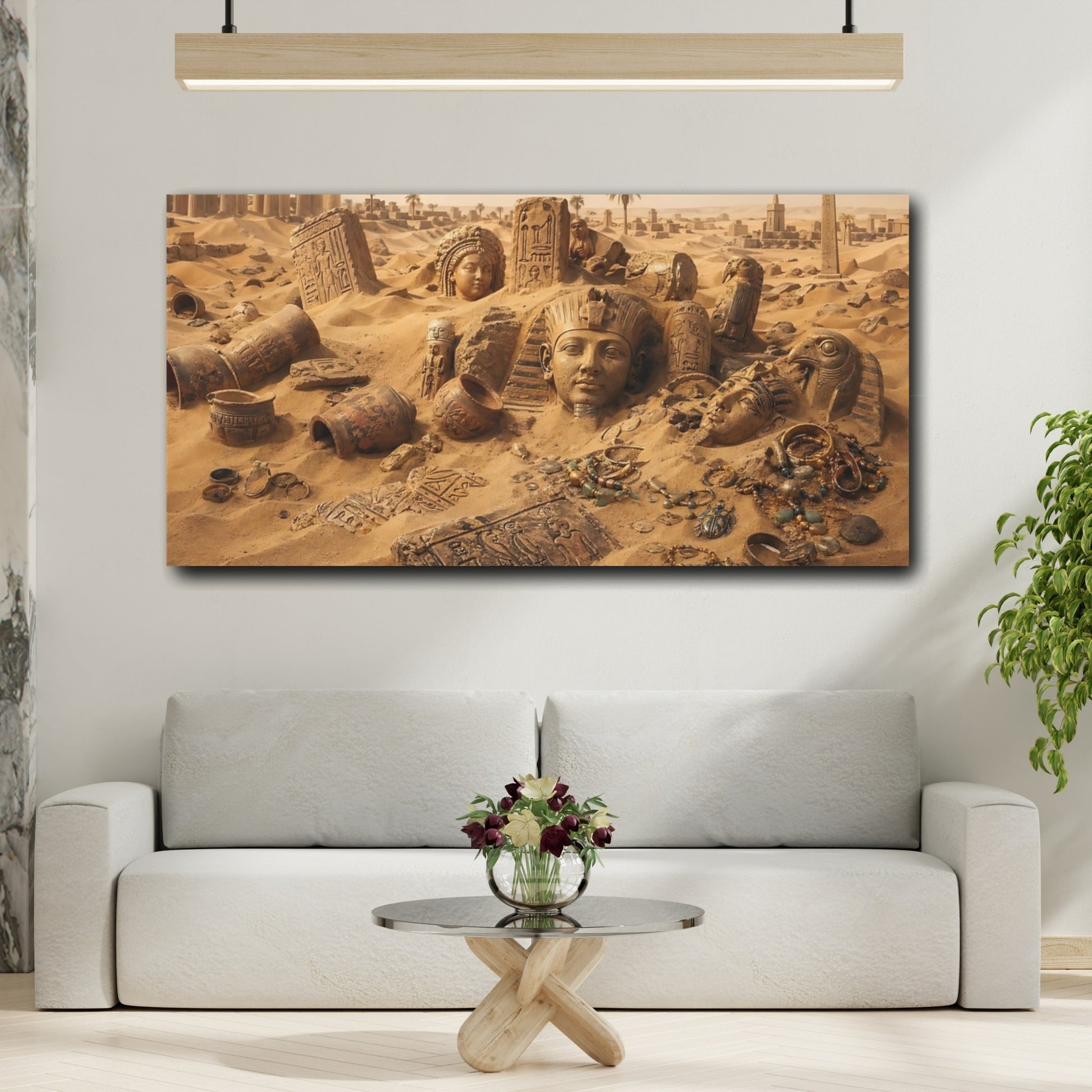 Mockup 3. Religious Egyptian Artifacts Ancient Egypt shown as stretched canvas wall art