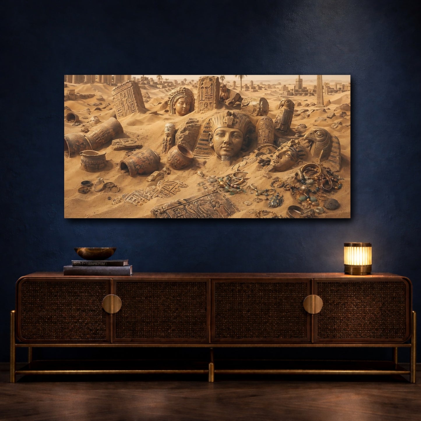 Mockup 4. Religious Egyptian Artifacts Ancient Egypt shown as stretched canvas wall art
