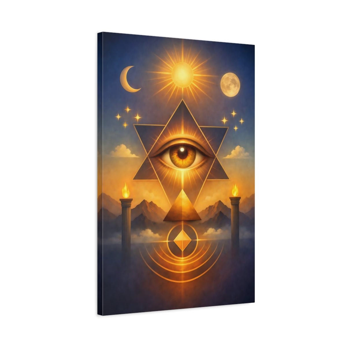 Religious Eye Of Providence Mystical Gold - Canvas Wall Art Print - YesArtYes